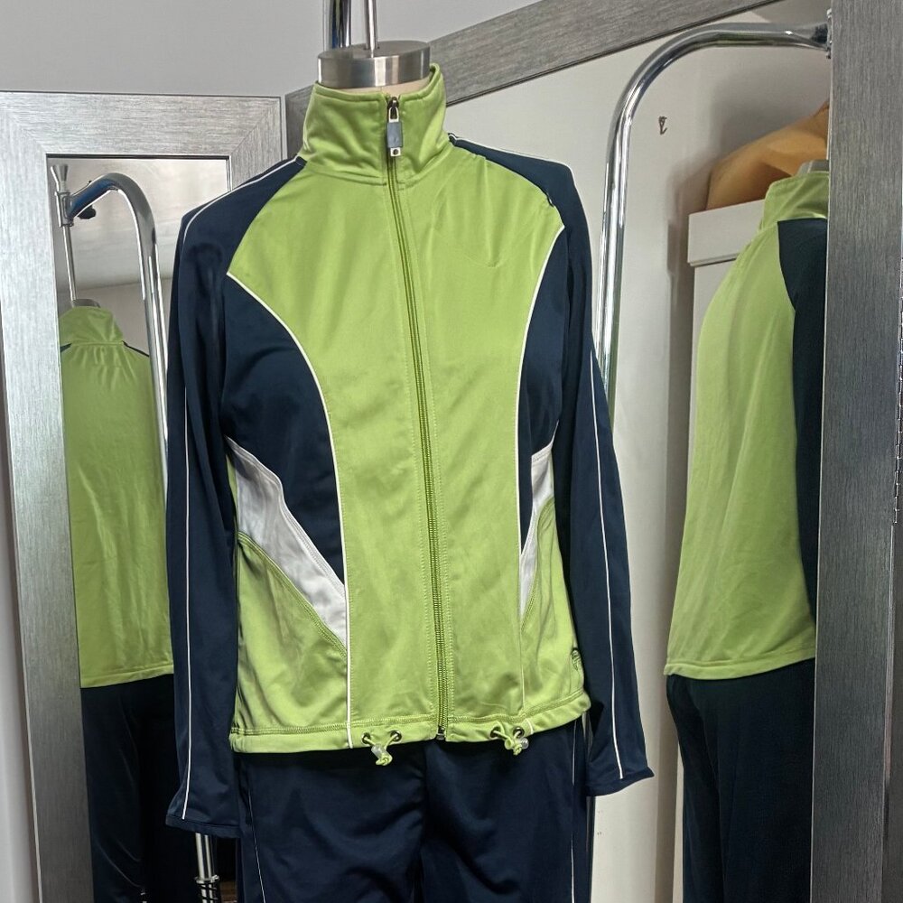 Oleg Cassini Woman’s Vintage Navy & Green Track Suit, Size Medium